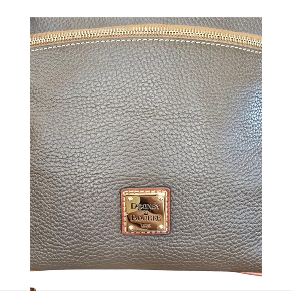 Dooney & Bourke Brown Tan Pebble Grain Leather Crossbody Shoulder Bag - Picture 13 of 16
